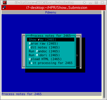 Example of the sub-menu