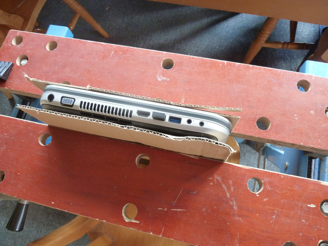 Laptop secured for drilling