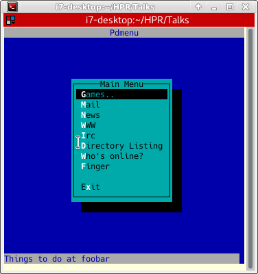 Example of the menu 1