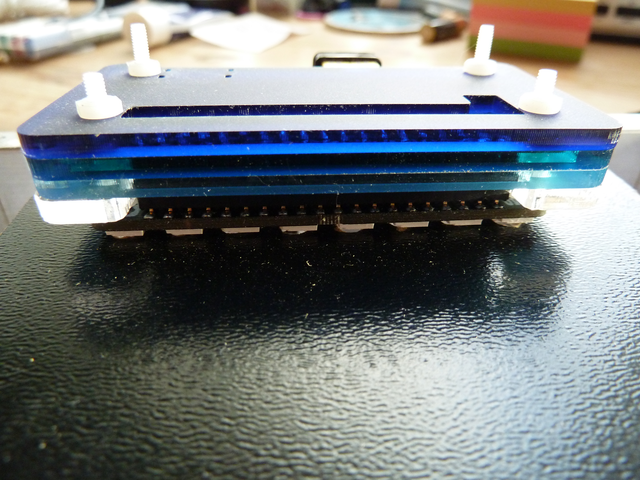 Side view of Pi Zero upside down with Blinkt!