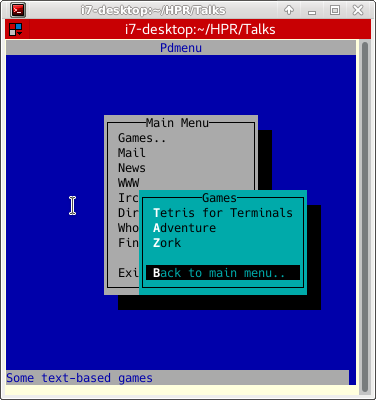 Example of the menu 2