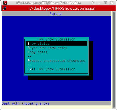 Example of the base menu